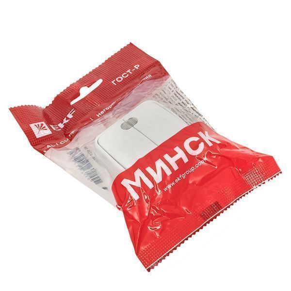 Минск Выключатель 2-клавишный ОП 10А с индикатором белый EKF Basic