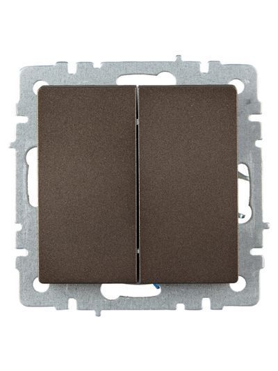 BRITE Выключатель 2-клавишный проходной 10А ВС10-2-6-БрТБ темная бронза IEK