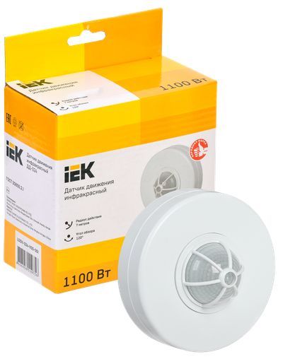 Датчик движения ДД-024 1100Вт 120-360град 6м IP33 белый IEK