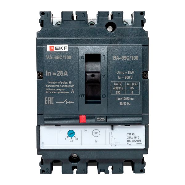 Выключатель автоматический ВА-99C 100/25А 3P 35кА EKF