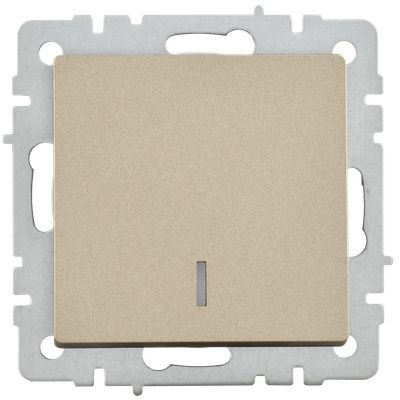 BRITE Выключатель 1-клавишный с индикацией 10А ВС10-1-1-БрШ шампань IEK