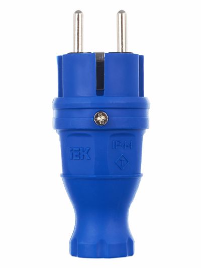 Вилка прямая ВБп3-1-0м IP44 ОМЕГА каучук синяя IEK