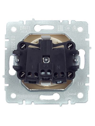 BRITE Розетка 1-местная с заземлением без защитных шторок 16А РС11-1-0-БрКр бежевый IEK