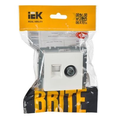 BRITE Розетка двойная TV+RJ45 кат.5E РТВ/РК12-БрБ белый IEK