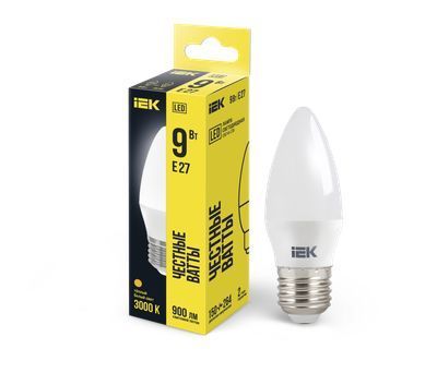 Лампа светодиодная C35 свеча 9Вт 230В 3000К E27 IEK