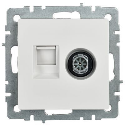 BRITE Розетка двойная TV+RJ45 кат.5E РТВ/РК12-БрБ белый IEK