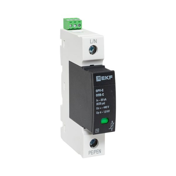 Ограничитель импульсных напряжений ОПВ-C/1P In 20кА 440В с сигн. EKF