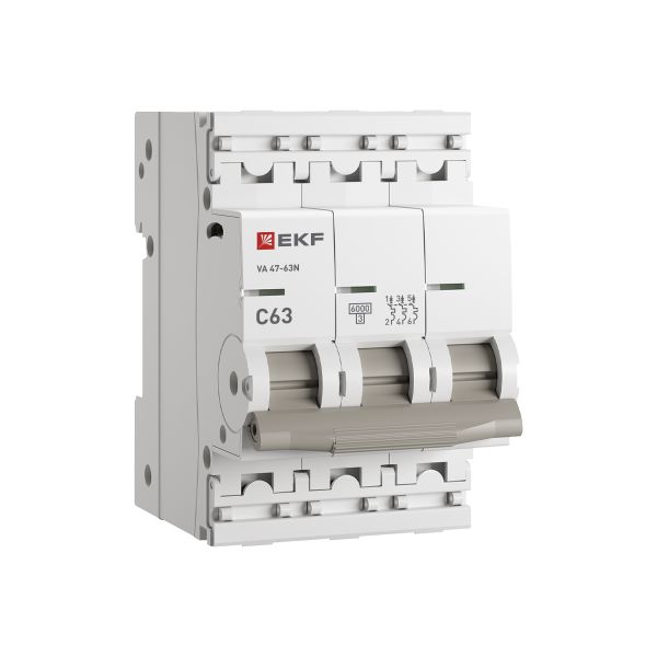 Автоматический выключатель 3P 63А (C) 6кА ВА 47-63N PROxima EKF