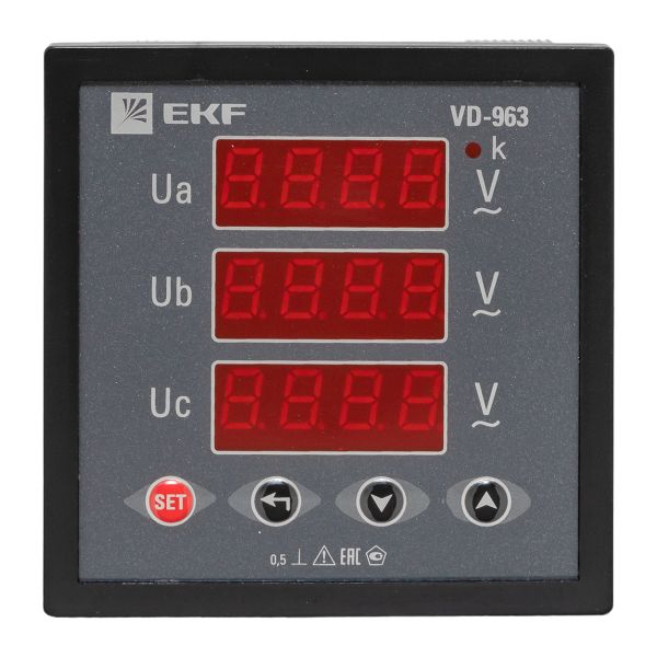 VD-963 Вольтметр цифровой на панель (96x96) трехфазный EKF PROxima