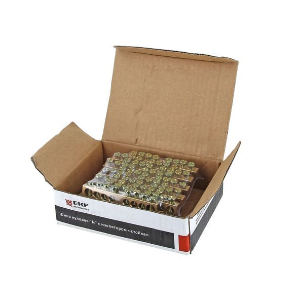 Шина "0" N (6x9мм) 8 отверстий латунь синий угловой изолятор EKF PROxima