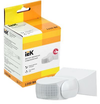 Датчик движения ДД 013 белый 1200Вт 180гр 12м IP54 IEK