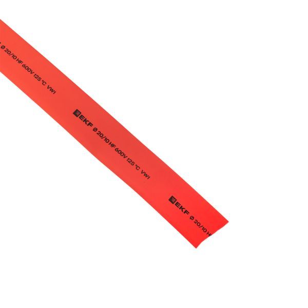 Термоусаживаемая трубка ТУТ нг 20/10 красная рулон EKF PROxima