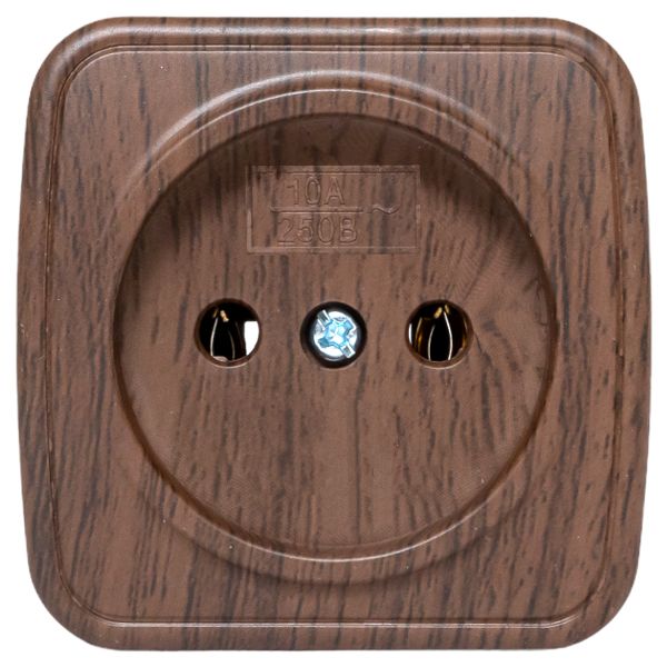 Розетка 1-местная ОП Минск 10А без заземления тёмное дерево EKF