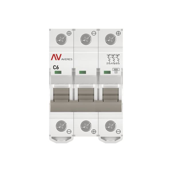 Выключатель автоматический AV-6 DC 3P 6A (C) 6kA EKF AVERES