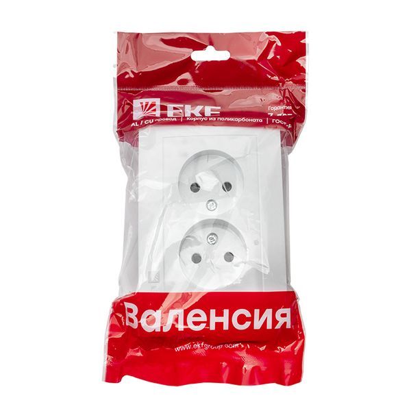 Валенсия розетка 2-местная б/з 10А белая с защ. штор. EKF PROxima