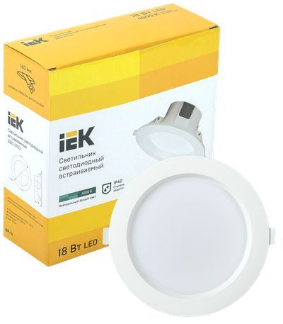 Светильник светодиодный ДВО 1703 белый круг 18Вт 4000K IP40 IEK