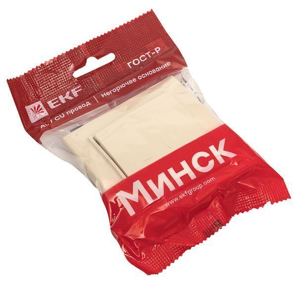 Минск Кнопка нажимная СП, 10А, бежевая EKF