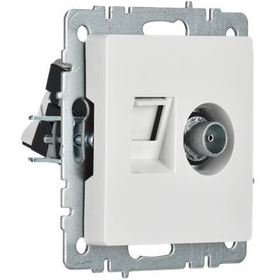 BRITE Розетка двойная TV+RJ45 кат.5E РТВ/РК12-БрБ белый IEK