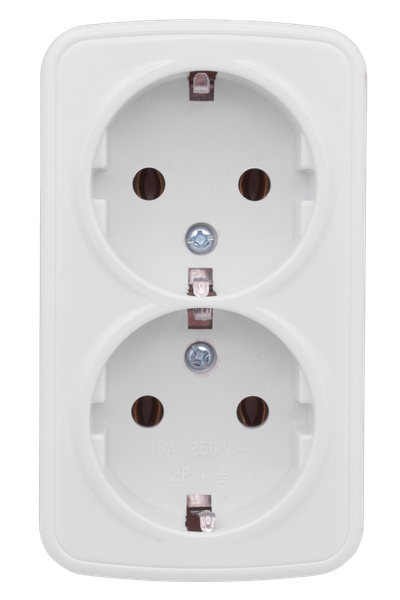 Минск Розетка 2-местная ОП 16А с заземлением белая EKF Basic