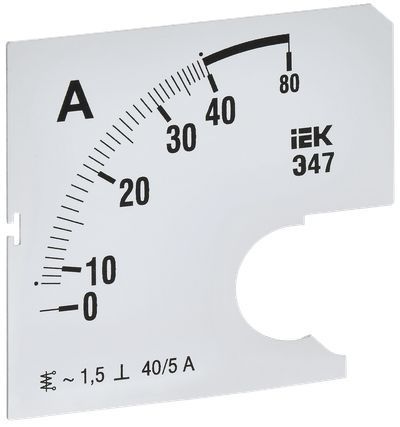 Шкала сменная для амперметра Э47 40/5А класс точности 1,5 72х72мм IEK
