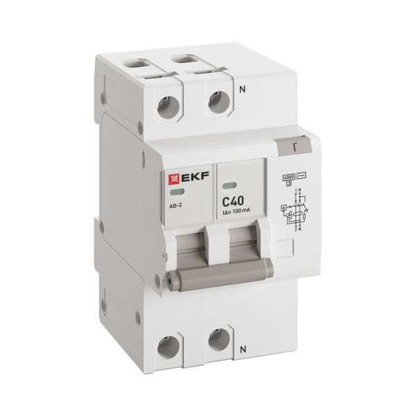 Дифференциальный автомат АД-2 40А/100мА (хар. C, AC, электронный, защита 270В) 6кА EKF PROxima