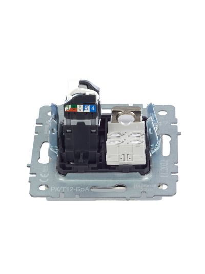 BRITE Розетка двойная RJ11+RJ45 кат.5E РК/Т12-БрА алюминий IEK