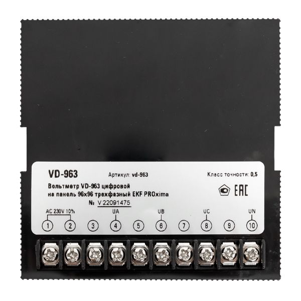 VD-963 Вольтметр цифровой на панель (96x96) трехфазный EKF PROxima