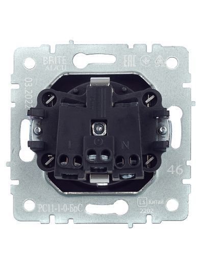 BRITE Розетка 1-местная с заземлением без защитных шторок 16А РС11-1-0-БрС сталь IEK