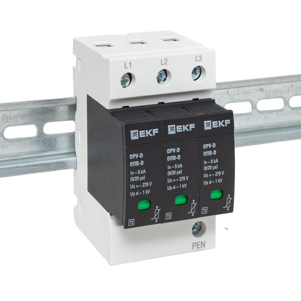 Ограничитель импульсных напряжений ОПВ-D/3P In 5кА 275В с сигн. EKF PROxima