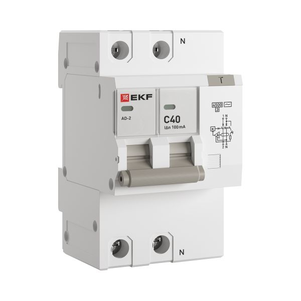 Дифференциальный автомат АД-2 40А/100мА (хар. C, AC, электронный) 4,5кА EKF PROxima