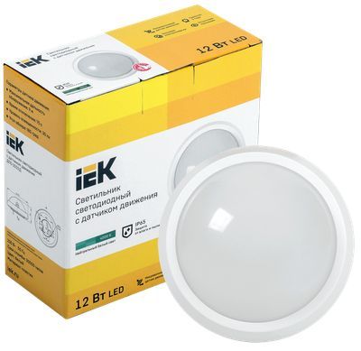 Светильник светодиодный ДПО 5032Д 12Вт 4000K IP65 круг белый с датчиком движения IEK