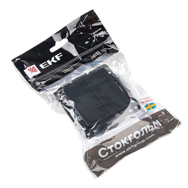 Стокгольм Механизм Выключателя 2-кл. проходного 10А автоматические клеммы черный EKF PROxima