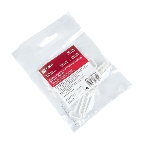 Дюбель-хомут (6x14 мм) для плоского кабеля белый (10 шт.) EKF PROxima