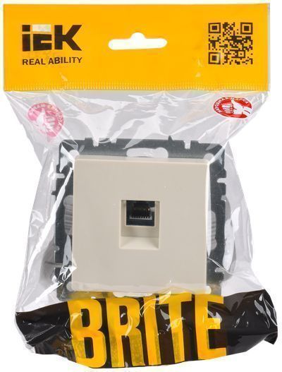 BRITE Розетка компьютерная RJ45 кат.5E РК10-БрКр бежевый IEK