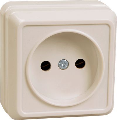 OKTAVA Розетка 1-местная без заземления для открытой установки 10А РС20-2-ОКм кремовый GENERICA