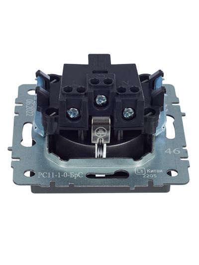 BRITE Розетка 1-местная с заземлением без защитных шторок 16А РС11-1-0-БрС сталь IEK