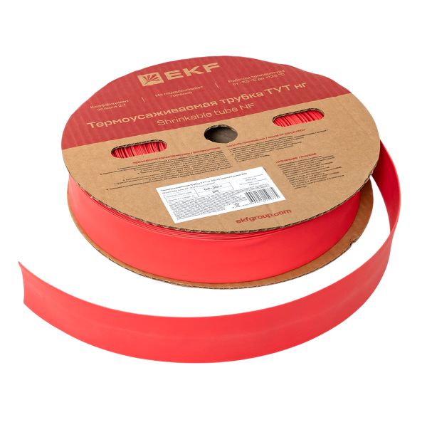 Термоусаживаемая трубка ТУТ нг 30/15 красная рулон EKF PROxima
