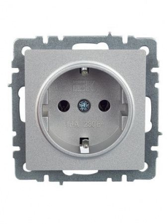 BRITE Розетка 1-местная с заземлением без защитных шторок 16А РС11-1-0-БрА алюминий IEK