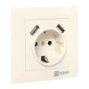 Валенсия розетка 1-местная с/з 16А кремовая с защ. штор. с 2 USB 2,1А EKF PROxima