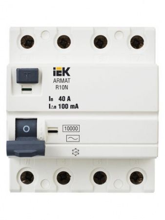 ARMAT Выключатель дифференциального тока R10N 4P 40А 100мА тип AC IEK