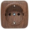 Розетка 1-местная ОП Минск 16А с заземлением тёмное дерево EKF