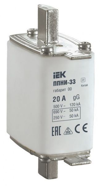 Плавкая вставка предохранителя ППНИ-33 габарит 00 20А IEK