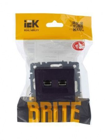 BRITE Розетка компьютерная двойная RJ45 кат.5E РК10-2-БрЧ черный IEK