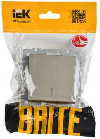 BRITE Выключатель 1-клавишный с индикацией 10А ВС10-1-1-БрШ шампань IEK