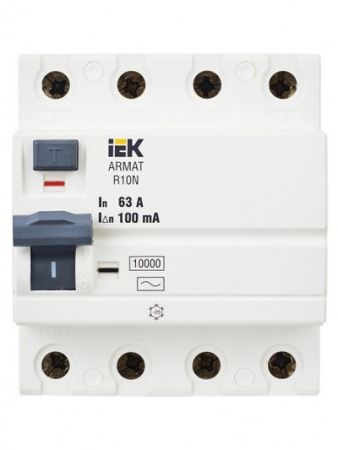 ARMAT Выключатель дифференциального тока R10N 4P 63А 100мА тип AC IEK