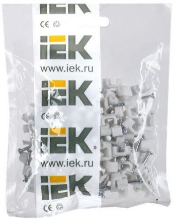 Скоба 6мм плоская пластиковая (100шт) IEK