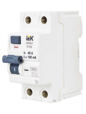 ARMAT Выключатель дифференциального тока R10N 2P 40А 100мА тип AC IEK