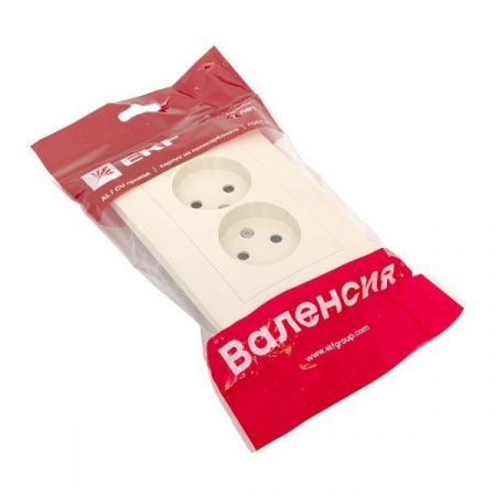 Валенсия розетка 2-местная б/з 10А кремовая с защ. штор. EKF PROxima