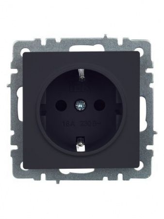 BRITE Розетка 1-местная с заземлением с защитными шторками 16А РС14-1-0-БрГ графит IEK