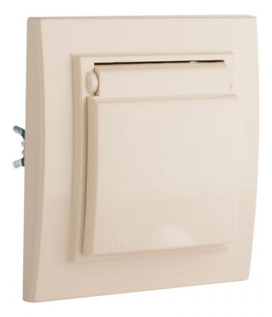 Минск Розетка 1-местная СП с/з с крышкой 16А бежевая с защ. штор. IP44 EKF